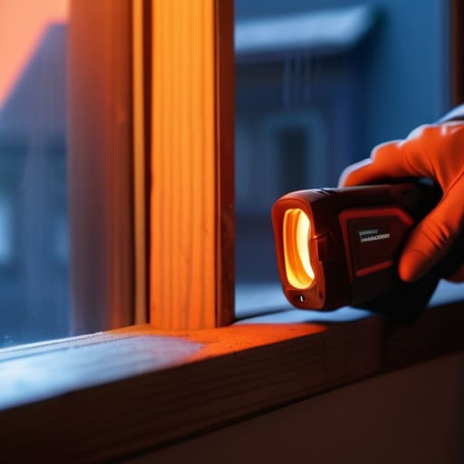 Professional worker sealing air leaks in home.